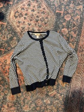 Banana Republic Navy Geometric Knit Cardigan